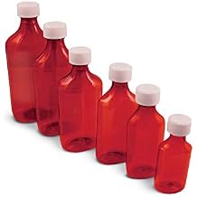 Oval Pharmacy Plastic Bottles with Child-resistant Caps. Amber Color 8oz Pack of 5