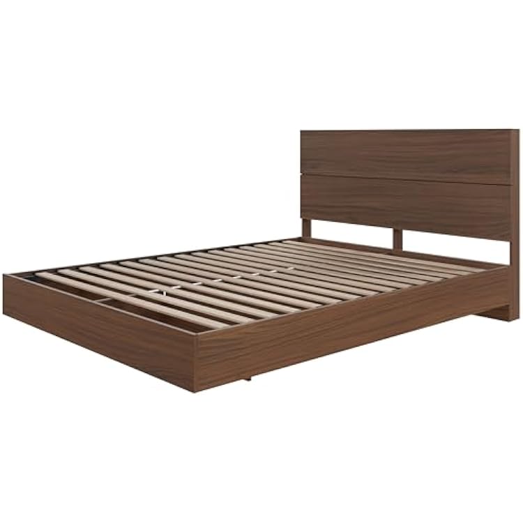 Nexera 2-Piece Bedset with Bed Frame and Headboard, Full|Walnut
