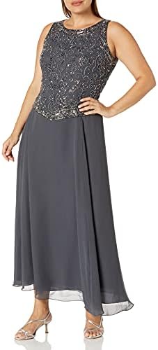 J Kara Womens Plus-Size Beaded Gown with Scarf Plus
