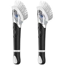 2 Pack Soap Dispensing Dish Brush, Dish Scrub Brush with Soap Dispenser, Dish Soap Brush for Dishes, Pans, Sink, Pots