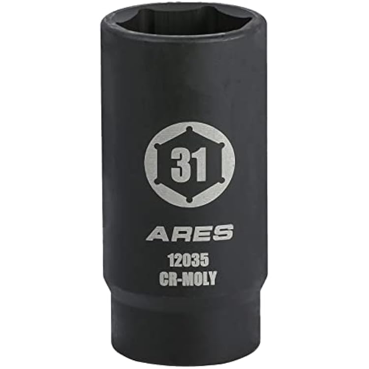 ARES 12035-31MM Axle Nut Socket - 6 Point Socket - Extra Deep 12-Inch Drive Impact Socket for Easy Removal of Axle Shaft Nuts