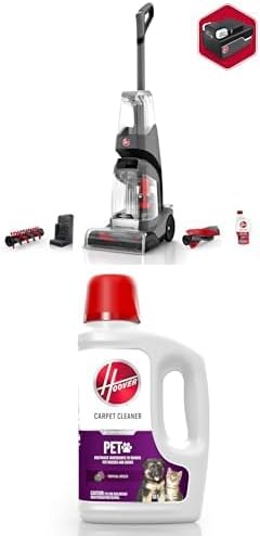 Hoover ONEPWR SmartWash Cordless Carpet Cleaner Machine, Automatic Cleaning Technology, LED Display, BH50700V + 64 oz Pet Carpet Cleaner Solution, Deep Cleaning Shampoo, AH31925