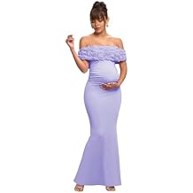 Changuan Mermaid Maternity Dress for Photoshoot Off Shoulder 3D Flower Baby Shower Bridal Pregnancy Photography Dress