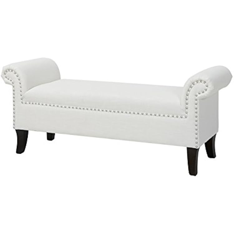 Jennifer Taylor Home Jacqueline Bench, 53.5 WX17 DX23 H, Bright White Polyester