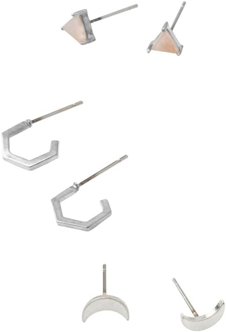 Scout Curated Wears - Ella Stud Trio - Silver/Rose Quartz