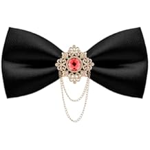 QCWQYML Black Bow Ties for Men Pre-Tied Mens Bow Tie Classic Crystal Brooch Chain Bowtie Adjustable Bowties Tuxedo Party
