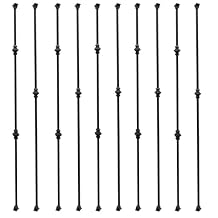 Sidasu 10-Pack Iron Balusters 1/2" Square Metal Stair Spindles, Hollow Double & Single Knuckle Design with 20 Swivel Shoes, Wrought Iron Staircase Balusters for Indoor & Outdoor Railing
