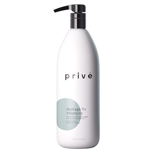 Prive Damage Fix Hair Shampoo for Women & Men - Sulfate-Free Repair Shampoo for Damaged Hair - Strengthening & Moisturizing Formula for Dry, Dull & Over-Processed Strands 33.8 oz