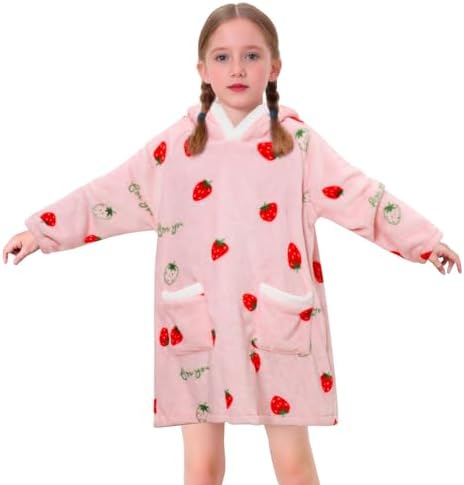 Redair Kids Wearable Blanket Hoodie Boys Girls Comfort Hooded Blanket Sweater with Pocket Cute Birthday Gifts 2-10Y