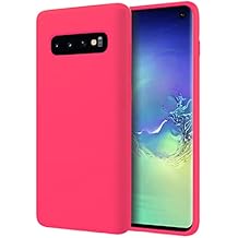 ZUSLAB Case Compatible with Samsung Galaxy S10, Silicone Gel Rubber Bumper Phone Cover, Slim Thin Hard Shell Shockproof Full-Body Protective Case - Neon Pink