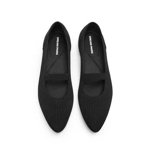 DREAM PAIRS Womens Knit Ballet Flats Pointed Toe Comfortable Dressy Flats for Work Office Shoes Mary Jane Flats