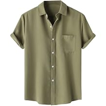 Mens Lightweight Casual Shirt Wrinkle Free Shirts Textured Summer Short Sleeve Blouse Business Dress Shirt Pocket