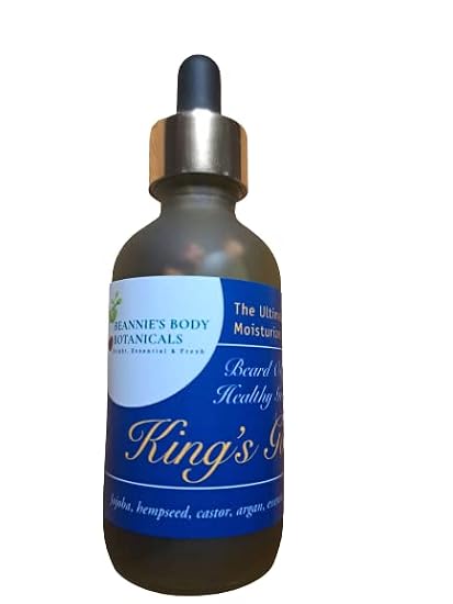 Beannie's Body Botanicals -King's Gold Beard Oil- All Natural Grooming Oil, Non-Greasy & Weightless, Restores and Promotes Growth, Shine, Moisture, Organic Oil Infused Oud Scented (2oz Dropper