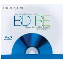 Memorex 05502 BD-RE Discs with 2x Recording Speed and 25GB of Data in Jewel Cases (5-Pack)