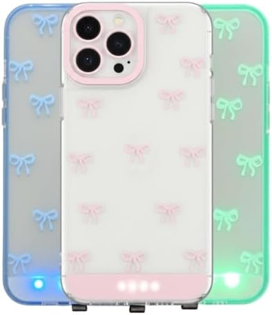 Vibrant LED Bowknot Phone Case for iPhone, Cute Charming Light-Up Bow Design, Multiple Colors & Flash Modes, Shock-Absorbent with Raised Bezel, Colorful Glow Phone CasePink,for iPhone 17