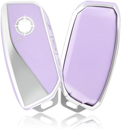 OFFCURVE Key Fob Cover for BMW, Special Car Key Case Compatible with BMW I7 M Sport 2023 X7 i7 xi X1 IX M5 7 Series 735Li 740 4-Button Smart Key Fob Holder Protector Car Accessories, Purple