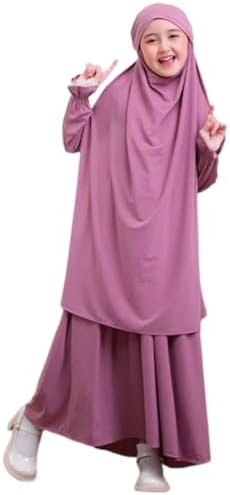 IKADEX Muslim Prayer Clothes For Girls Abaya Hijab Dress with Skirt 2pcs Ramadan Eid Arabian Outfits