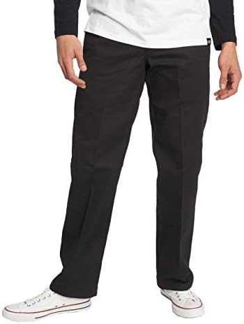 Dickies Mens Slim Straight Fit Work Utility Pants, Black, 36W x 30L US