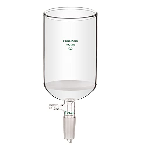 FunChem Buchner Filtering Funnel with Medium Frit G2, I.D. 76 mm, 80 mm Depth, with 2440 Standard Taper Inner Joint and Vacuum Serrated Tubulation, 250 mL