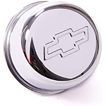Proform Breather, Push-In, Round, 1-1/4 in Hole, Chevy Bowtie Logo, Steel, Chrome, Each
