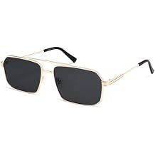 SOJOS Retro Polarized Square Sunglasses for Women Men Vintage Large Double Bridge UV Protection Metal Sun Glasses SJ1246