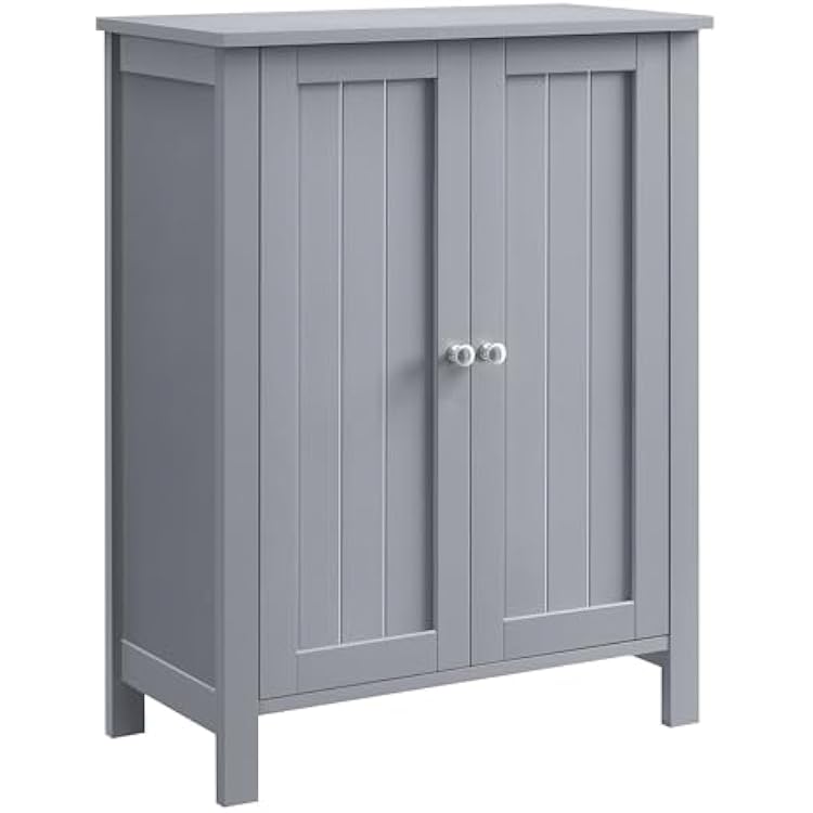 VASAGLE Bathroom Floor Storage Cabinet, Bathroom Storage Unit with 2 Adjustable Shelves, Bathroom Cabinet Freestanding, 11.8 x 23.6 x 31.5 Inches, Dove Gray UBCB060P36