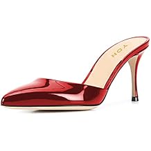 YDN Women Sexy High Heel Mules Slip on Clog Sandals Pointed Toe Dress Pumps Slide Shoes