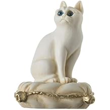 BEAUTIFUL GREEK STATUES Cat Statue Sitting on Pillow Alabaster Gold Tone Handmade Handpainted 6.2''