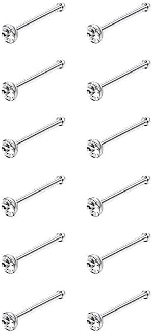 60PCS Nose Studs - Nose Piercing Pins - 316L Steel Nose Studs Set - Hypoallergenic Body Jewelry - 3 Sizes 1.5mm 2mm 2.5mm - Silver