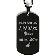 Mug Thanks For Being A Badass Niece, Dog Tag, Funny Gifts For Niece, Valentines Birthday Gifts for Niece, Mother's Day, Father's Day and Christmas Gifts for Niece
