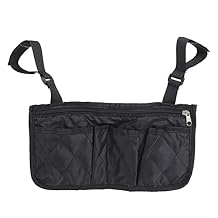 Wheelchair Armrest Pouch, Storage Bag with Quick Access for Personal Items, for Seniors, Disabled and Caregivers, for Daily Use and Travel (Black)