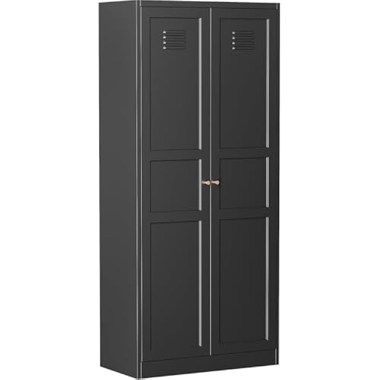 Metal Storage Cabinet Kitchen Pantry Cabinet Pantry Storage Cabinet with Doors Adjustable Shelves Metal Food Pantry Cabinets Freestanding Tall Cupboard Steel File Cabinet Assembly Required 71 Black
