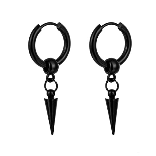 MALOYANVE Titanium Steel Cross Hoop Earrings Punk Cool Minimalist Cross Dangling Hanging Dangle Drop Huggie Hinged Hoop Cross Earrings for Men Women Gothic Jewelry