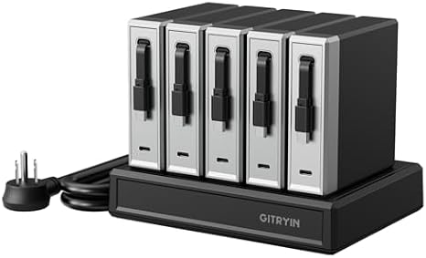 Gitryin Laptop Charging Station, 5 * 140W Retractable USB C Chargers, 10 Type C Ports with Cooling Power Strip, 700W Charging Hub