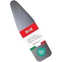 TIVIT Ironing Board Covers - Made in Italy - 19 x 49 Durable Alumitek PRO Heat Reflective Silicone Pads are Scorch & Stain Resistant with 4 Layers of Padding, 3 Fastener Straps & Pull Bungee Cord