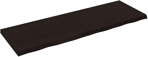 Dark Brown Solid Wood Oak Table Top 180 x 60 cm, Natural Edge, Treated for Desk, Worktop, Durable and Versatile