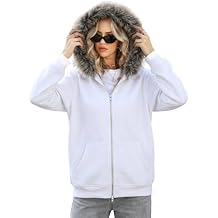 Wyeysyt Women's Y2k Hoodie Jacket Faux Fur Zip Up 2000s Clothing Emo Grunge Coat 90S Hood Vintage Teen Sweatshirts