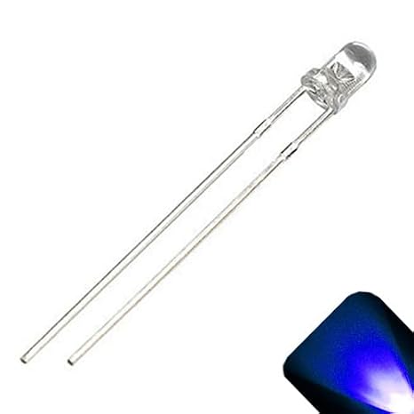 12V 3mm Round Top Clear Lens Blue LED Internal Resistor 5-15V (Pack of 50)
