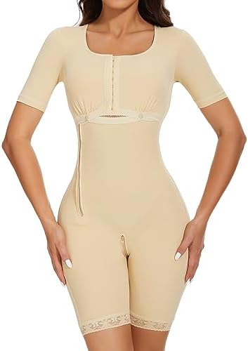 Women Shapewear Bodysuit Full Body Shaper with Sleeves 3 in 1 Post Surgery Firm Control Fajas Compression Garment