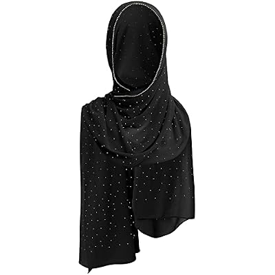 ABAFIP Womens Chiffon Glitter Rhinestone Long Hijab Scarf Muslim Head Wraps Shawls Full Cover Scarf