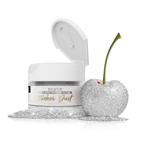 Bakell - Silver Tinker Dust 5g, 1x Jar Edible Glitter for Food, Desserts, and Beverages!