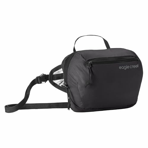 Eagle Creek Packable Hip Pack - Lightweight Hip Pack for Easy Carrying- Secure Fit - Essential Accessories Storage - Hands-Free Wear Options - Front Pocket Key Clip - Strap Keepers - Black