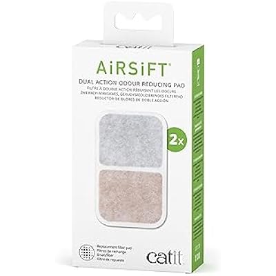 Catit Airsift Dual Action Air Purifier Pad, 2 Pack Two Media Filter to Keep Litter Box Odors at Bay