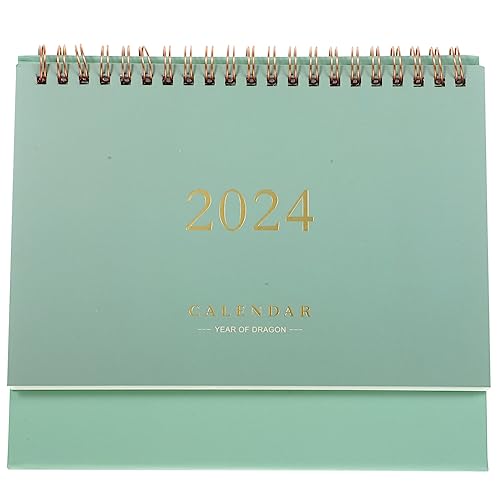 Toyvian Desk Calendars 2023-2024, Standing Flip Monthly Desktop Calendar 7.5x6.4 from July 2023 to December 2024, Academic Year Standing with Twin- Wire Binding Green