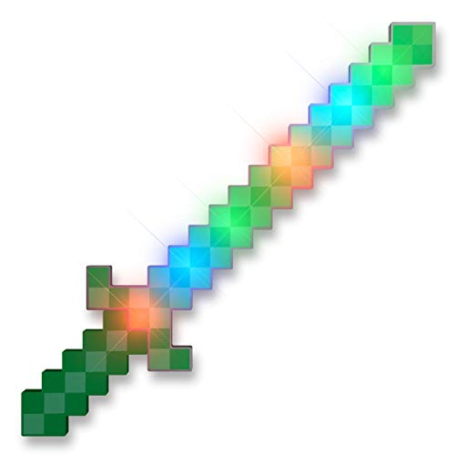 FlashingBlinkyLights Green Glowing LED 8-Bit Light Up Pixel Sword