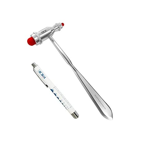 MDF Instruments Tromner Neurological Reflex Hammer with Pointed tip Handle for cutaneous and Superficial responses + MDF LUMiNiX Illuminator Medical Professional Diagnostic Penlight