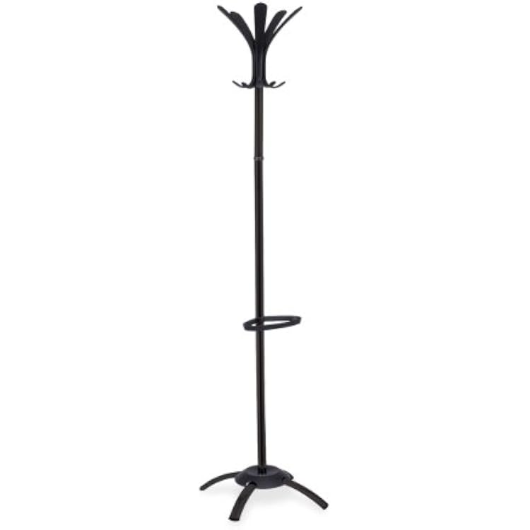 Alba Coat Stand/Stand Alone Rack, Ten Knobs, Metal/Plastic, Black