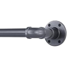 Industrial Curtain Rod, Curtain Rods for Windows 28 to 48 Inch, Rustic Wrap Around Curtain Rod, Fits Blackout Curtain, Indoor and Outdoor, Size: 30-48 Inch