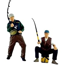 Menolana 2X 1/64 Scale Male Angler Figures, Fisherman Figures, Artwork Crafts Scene Mini Resin Ornaments Collectible Decor People Models for Miniature Scenes