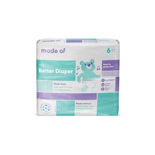 The Better Baby Diapers - Hypoallergenic Diapers for Sensitive Skin, Unscented, 10 Hour Absorbency - Pediatrician and Dermatologist Tested - Size 6 84 Count